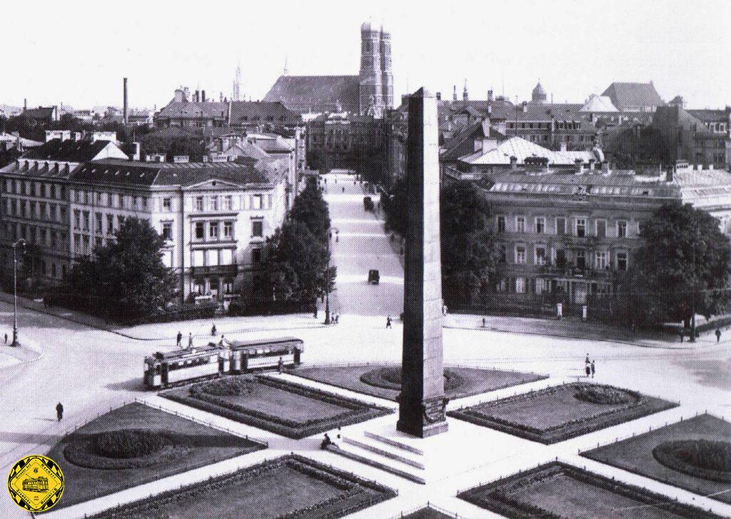 Diese kleine Bildergalerie des Trambahnverkehrs der Vorkriegszeit über den Karolinenplatz ist von 1910 bis 1929 datiert.
